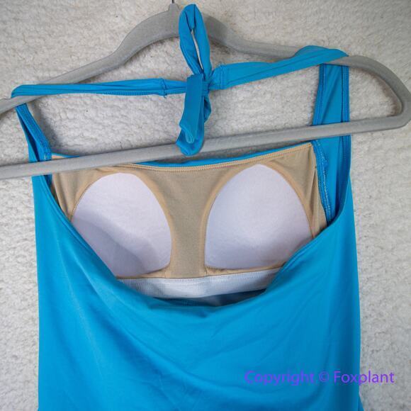 Tommy Bahama Ruched Halter Cobalt Blue One-Piece Swimsuit, women size 10 - Picture 5 of 10